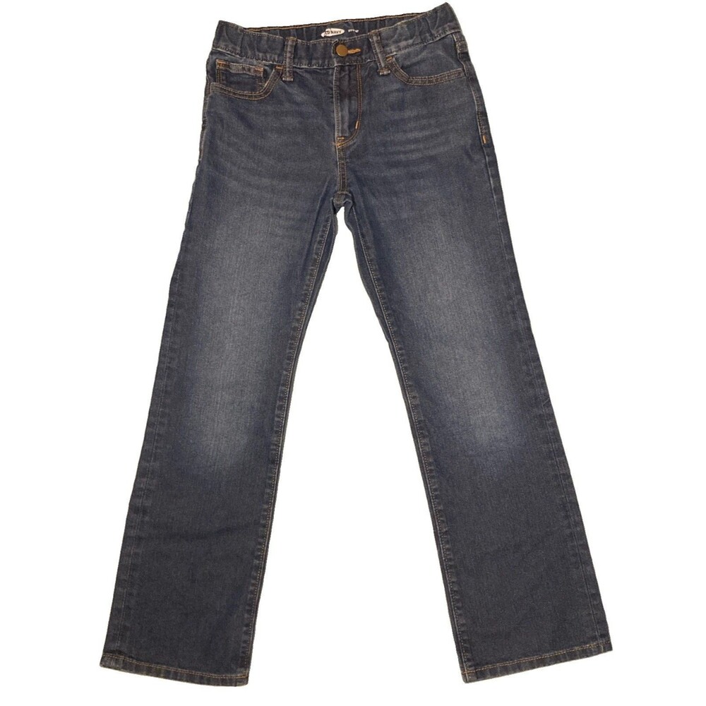 Boys 10 Gap Jeans Straight Dark Wash Blue Snap, Adjustable Waist EUC